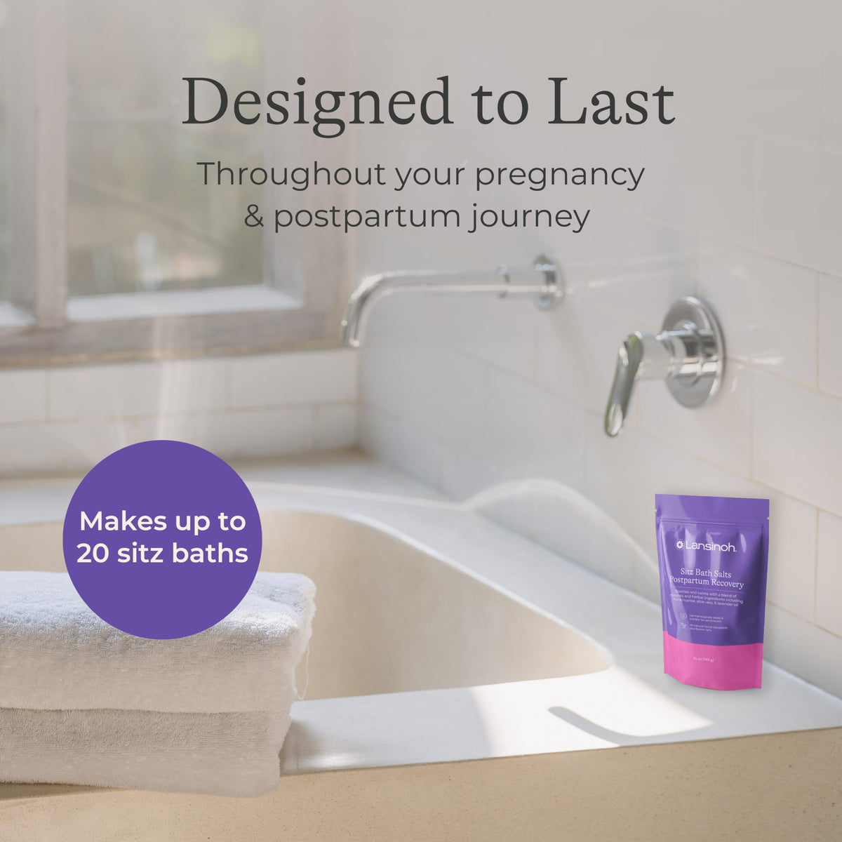 Lansinoh Sitz Bath Salts, Postpartum Essentials, and Hemorrhoid Treatment, Epsom Salt Bath Soak with Lavender Oil, Frankincense and Aloe Vera, 10 Ounce