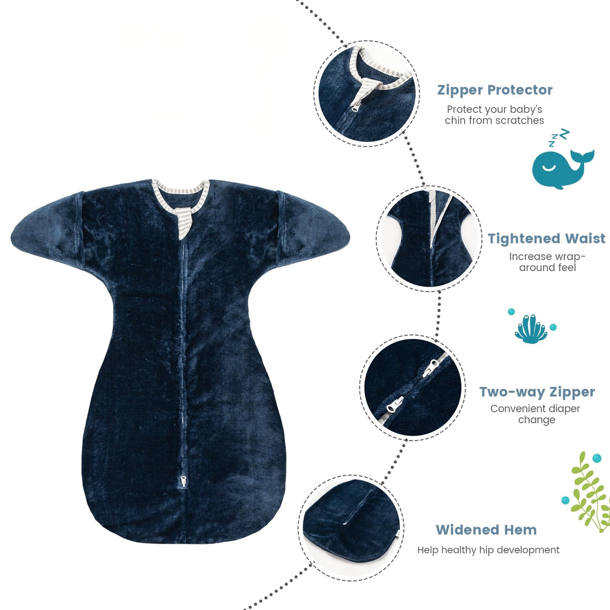 ZIGJOY 2.5 TOG Fleece Baby Swaddle Sleep Sack 3–12 Months