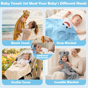 CandyHome 12-Piece Baby Bath Towel Set for Infants & Toddlers