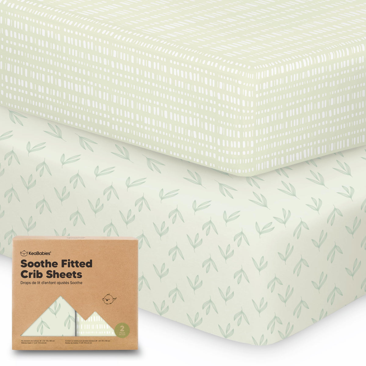 KeaBabies 2-Pack Organic Fitted Crib Sheets, 52 x 28 in