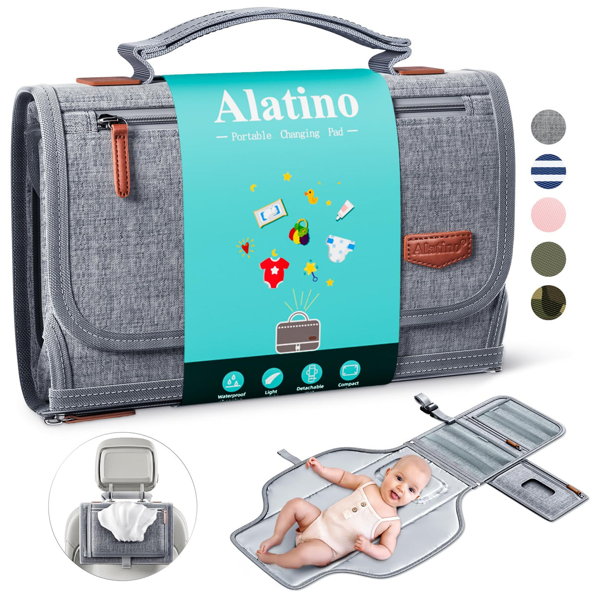 Alatino Portable Baby Diaper Changing Pad for Travel