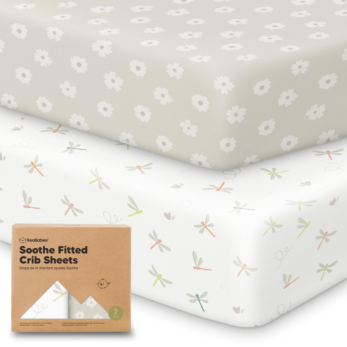 KeaBabies 2-Pack Organic Fitted Crib Sheets, 52 x 28 in