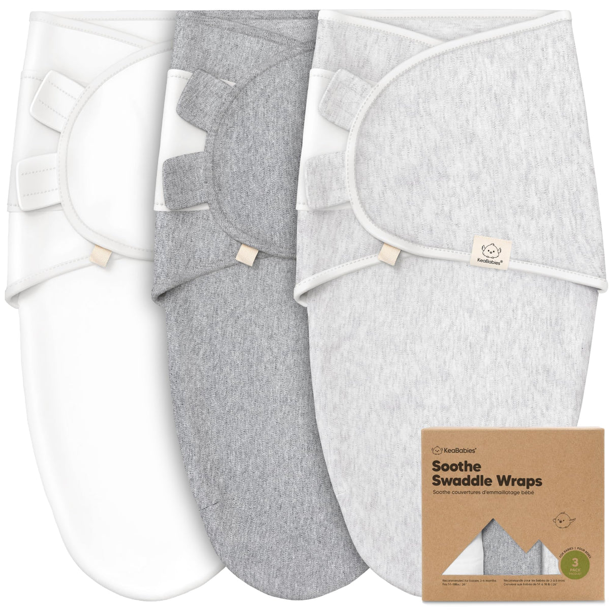 KeaBabies 3-Pack Organic Baby Swaddles for Newborns 0–6M