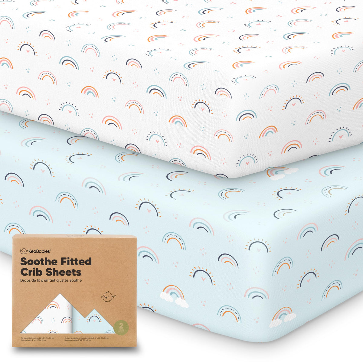 KeaBabies 2-Pack Organic Fitted Crib Sheets, 52 x 28 in