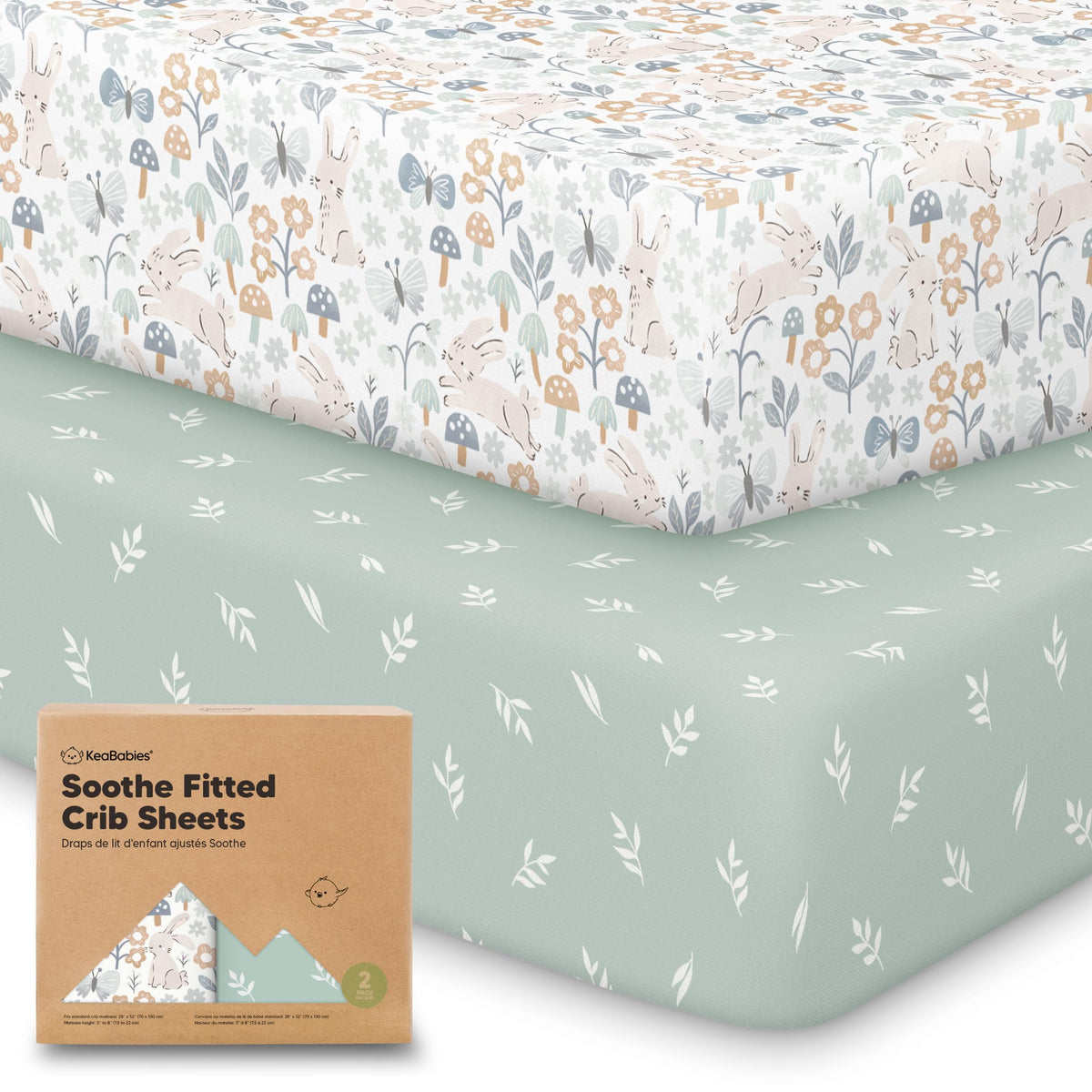 KeaBabies 2-Pack Organic Fitted Crib Sheets, 52 x 28 in