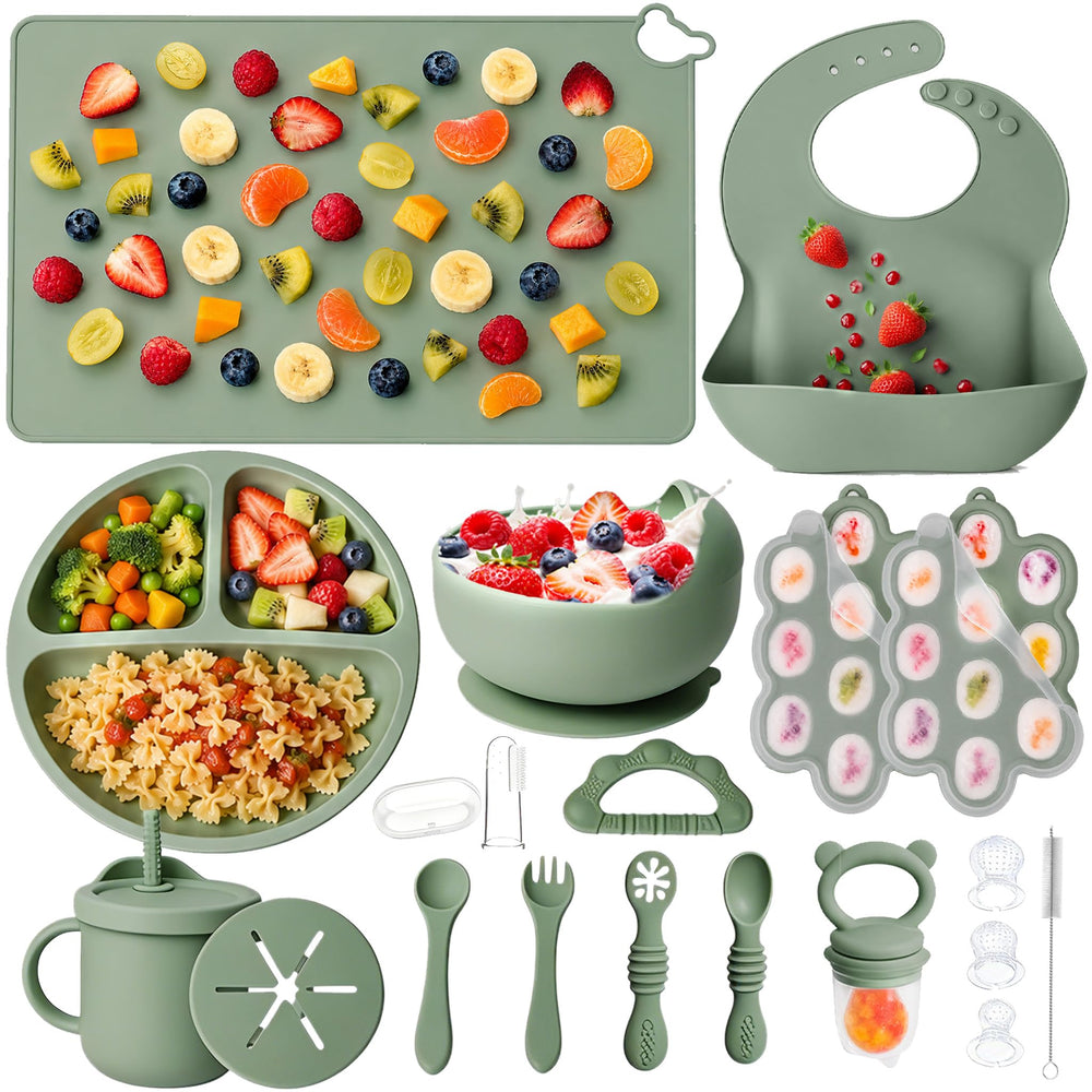 JVEOO 19-Piece Silicone Baby Feeding & Weaning Set