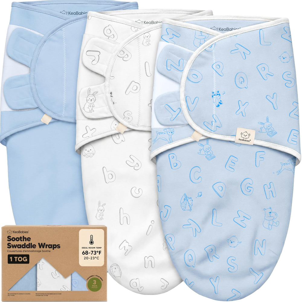 KeaBabies 3-Pack Organic Baby Swaddles for Newborns 0–6M