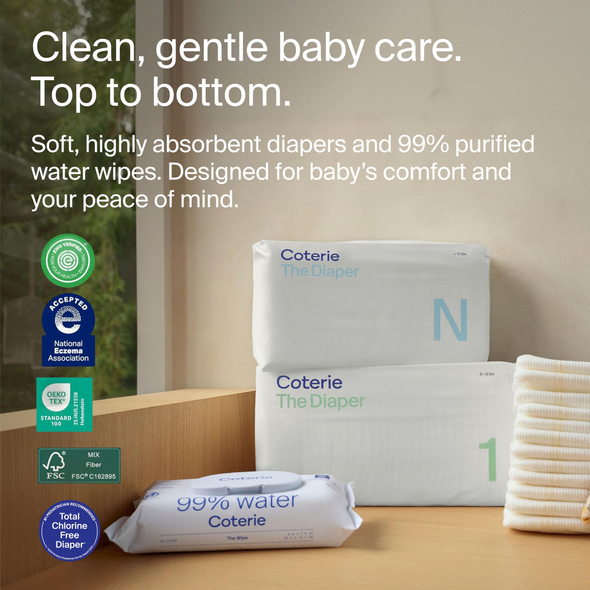 Coterie Baby Wipes & Diapers Kit for Sensitive Skin
