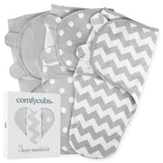 Comfy Cubs 3-Pack Easy Velcro Baby Swaddle Blankets