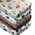 4-Pack Woodland Animal Neutral Fitted Baby Crib Sheets