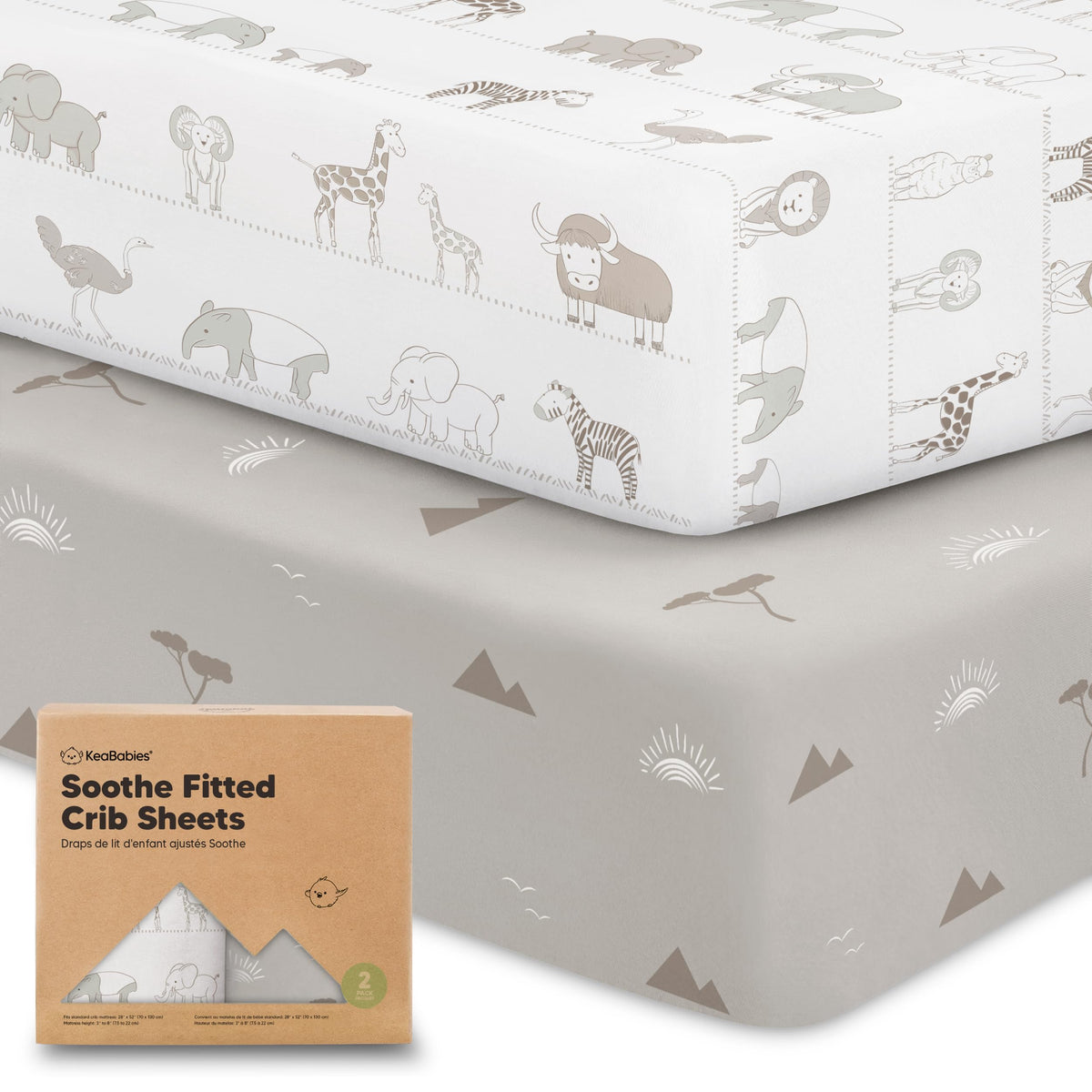 KeaBabies 2-Pack Organic Fitted Crib Sheets, 52 x 28 in