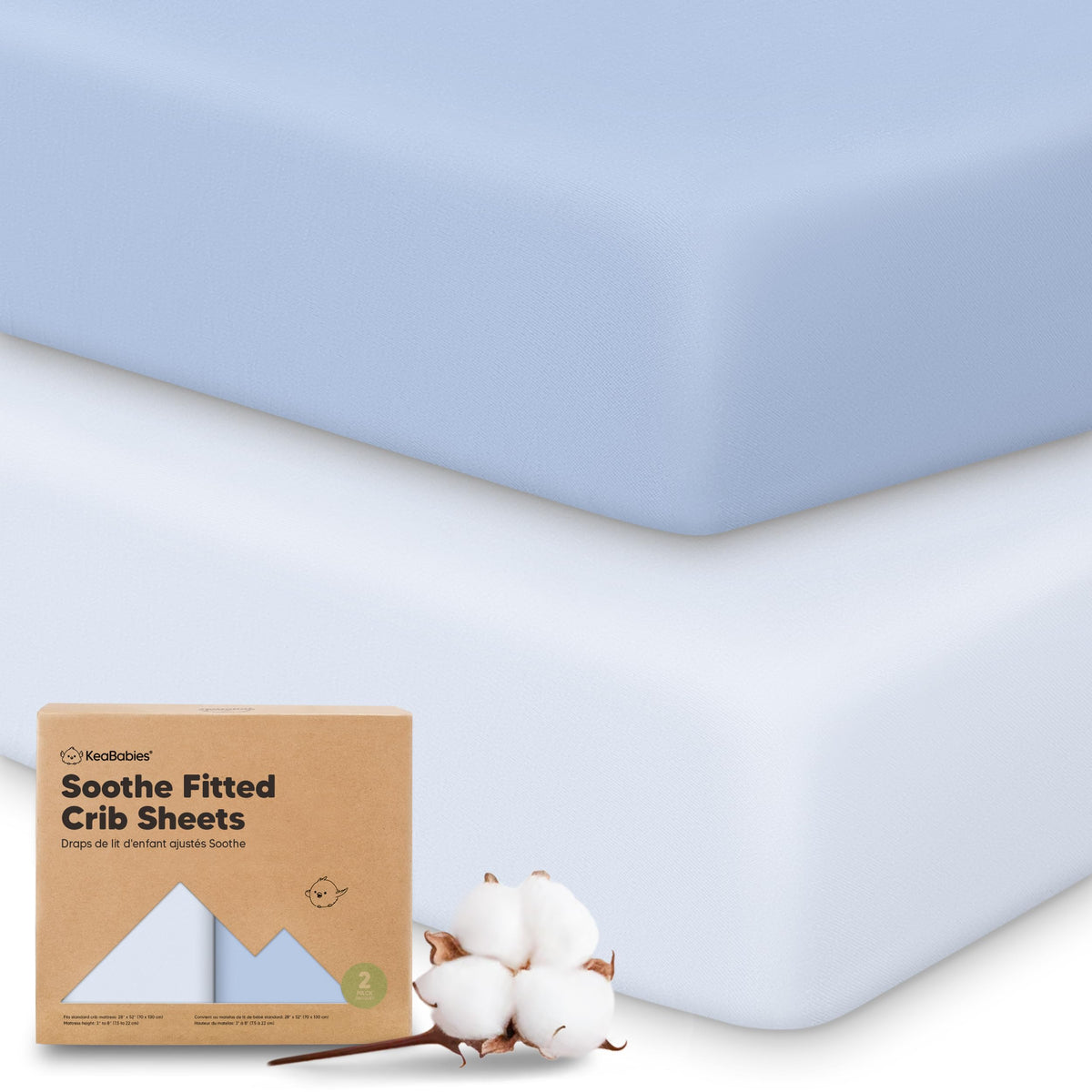 KeaBabies 2-Pack Organic Fitted Crib Sheets, 52 x 28 in