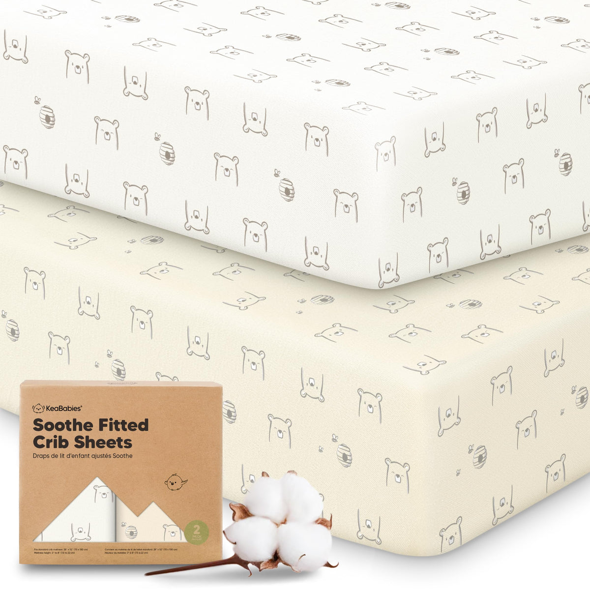 KeaBabies 2-Pack Organic Fitted Crib Sheets, 52 x 28 in