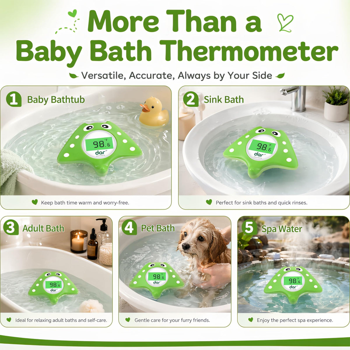 Digital Baby Bath Thermometer with 3-Color Temperature Warning