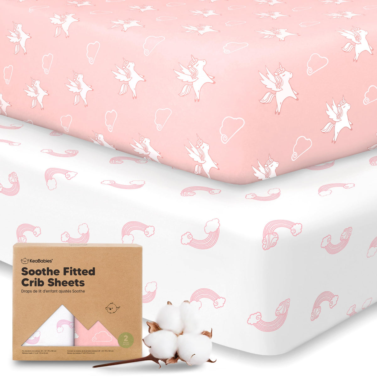 KeaBabies 2-Pack Organic Fitted Crib Sheets, 52 x 28 in