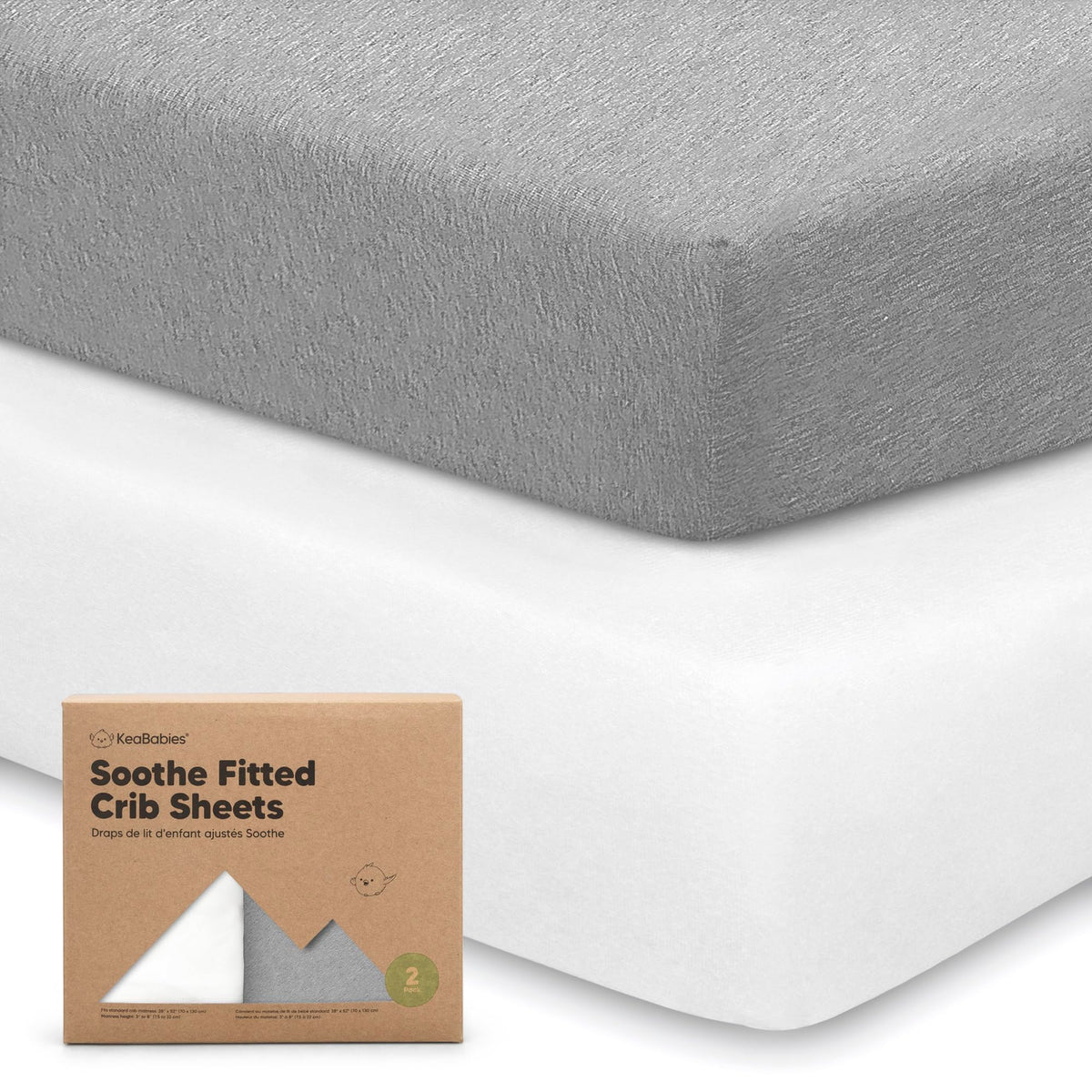 KeaBabies 2-Pack Organic Fitted Crib Sheets, 52 x 28 in