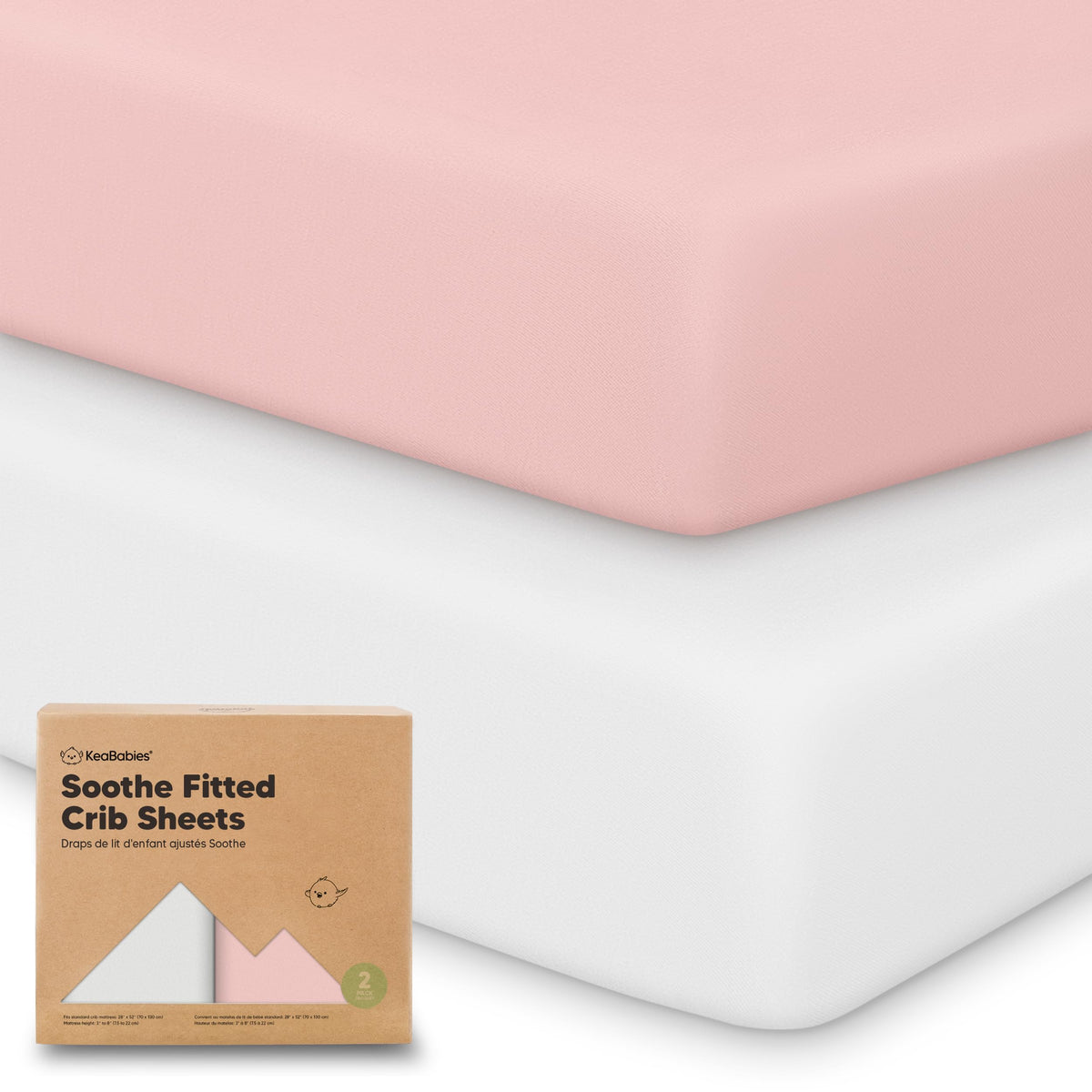 KeaBabies 2-Pack Organic Fitted Crib Sheets, 52 x 28 in
