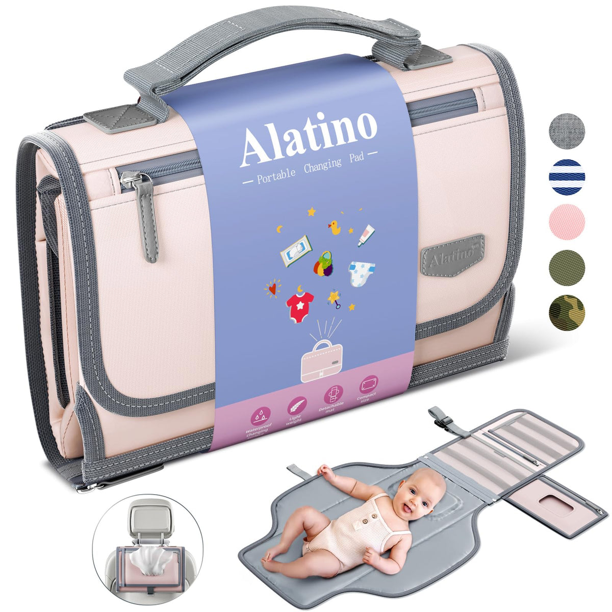Alatino Portable Baby Diaper Changing Pad for Travel