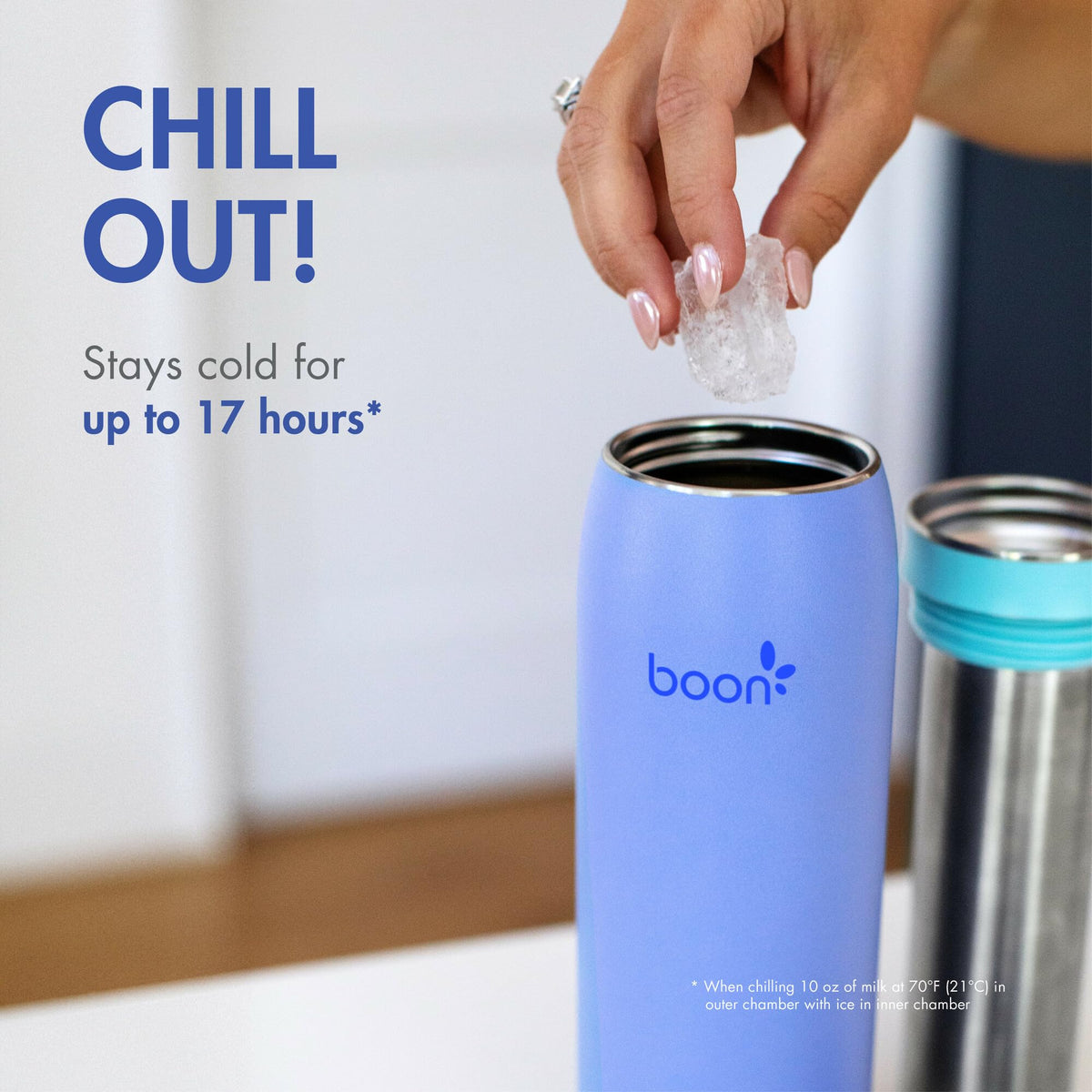Boon Frosh Portable Breastmilk Chiller - Insulated Stainless Steel Cooler and Storage Container - Purple - Keeps Milk Cold for up to 17 Hours*