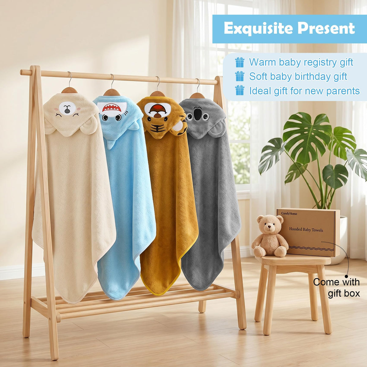 CandyHome 12-Piece Baby Bath Towel Set for Infants & Toddlers