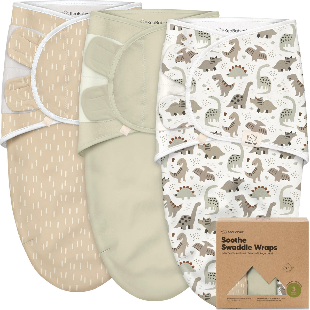 KeaBabies 3-Pack Organic Baby Swaddles for Newborns 0–6M