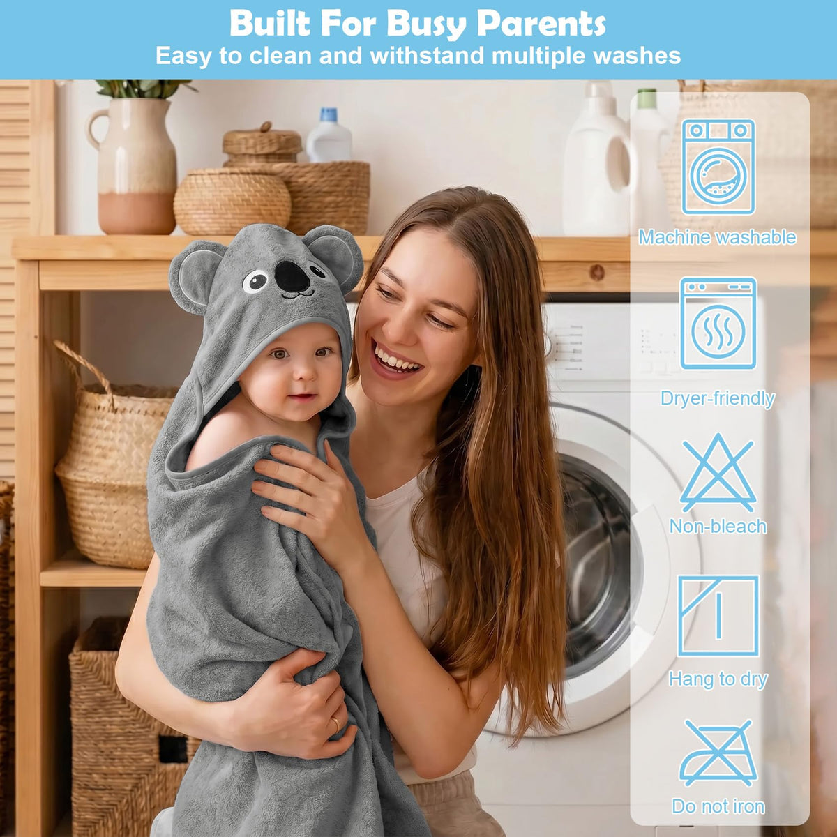CandyHome 12-Piece Baby Bath Towel Set for Infants & Toddlers