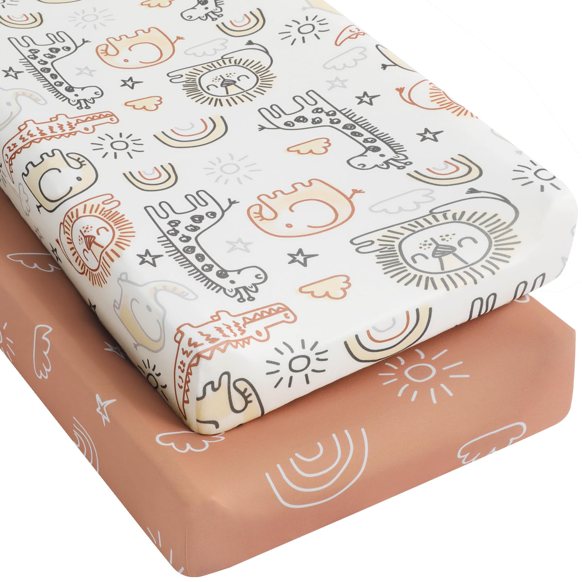Yoofoss 2-Pack Fitted Crib Sheets for Baby Boys & Girls