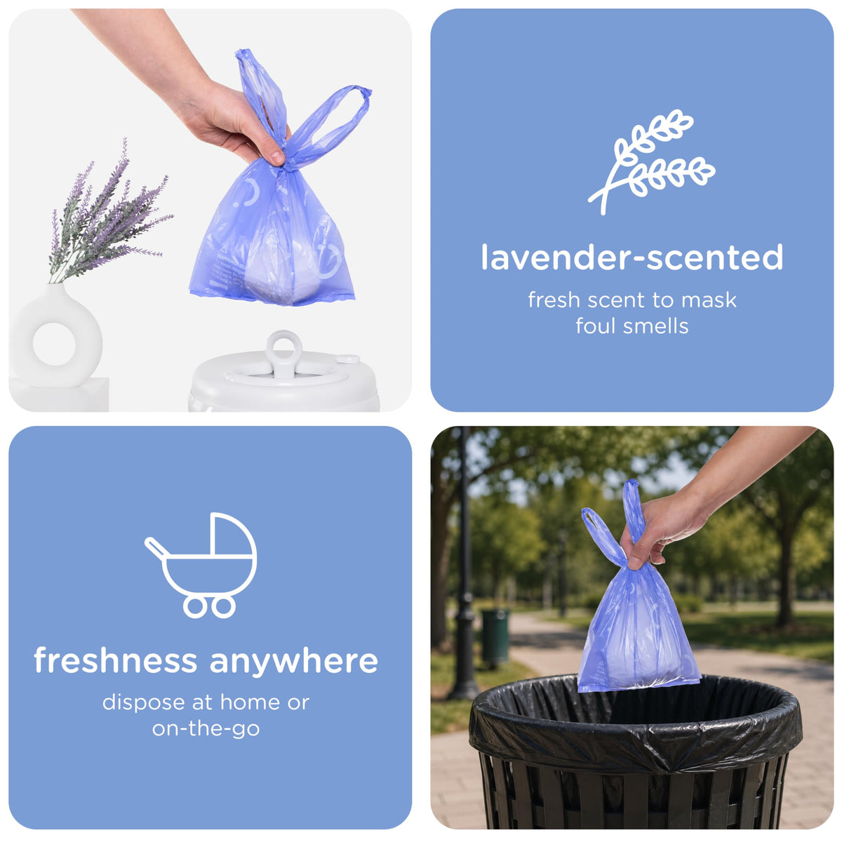 Ubbi Lavender-Scented Disposable Diaper Sacks with Tie Tabs