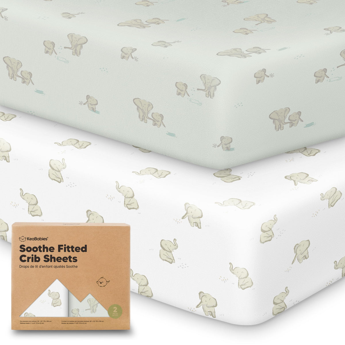 KeaBabies 2-Pack Organic Fitted Crib Sheets, 52 x 28 in