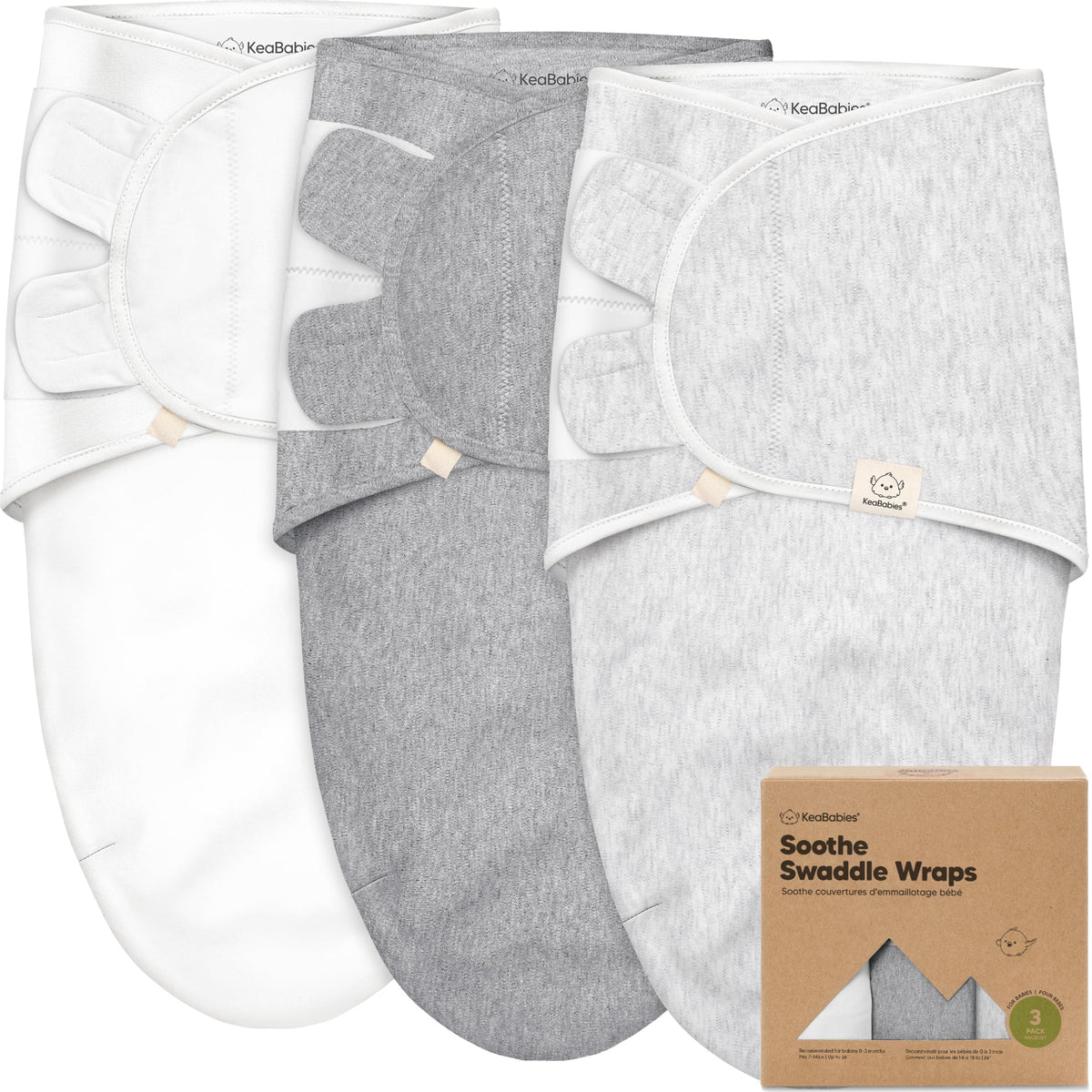 KeaBabies 3-Pack Organic Baby Swaddles for Newborns 0–6M