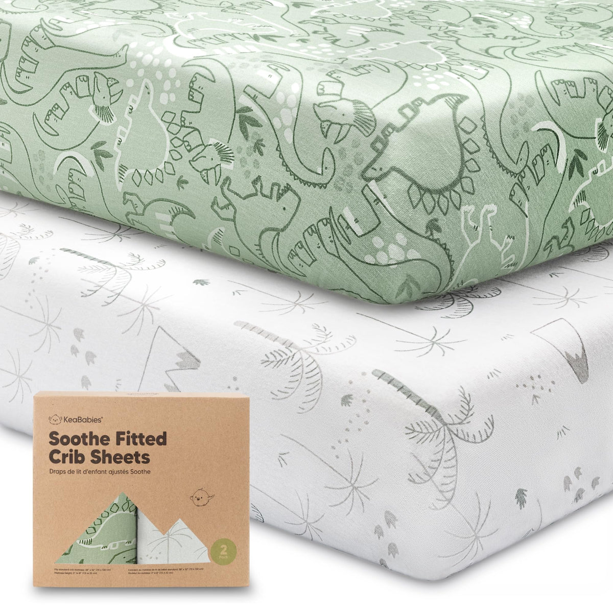 KeaBabies 2-Pack Organic Fitted Crib Sheets, 52 x 28 in