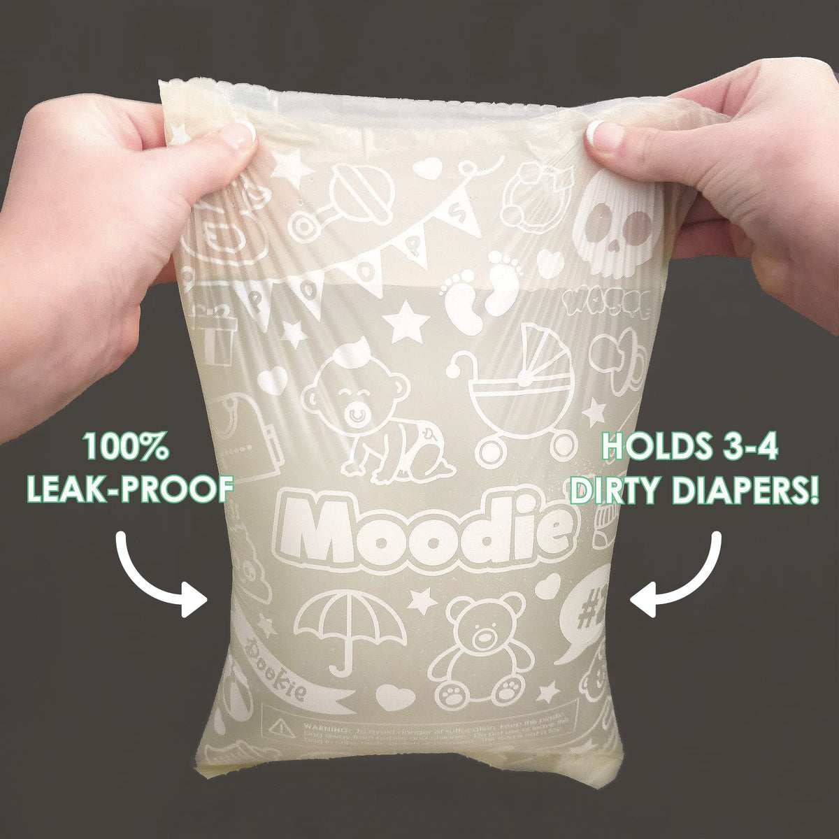 Moodie Teddy Bear Diaper Bag Dispenser with 15 Waste Bags