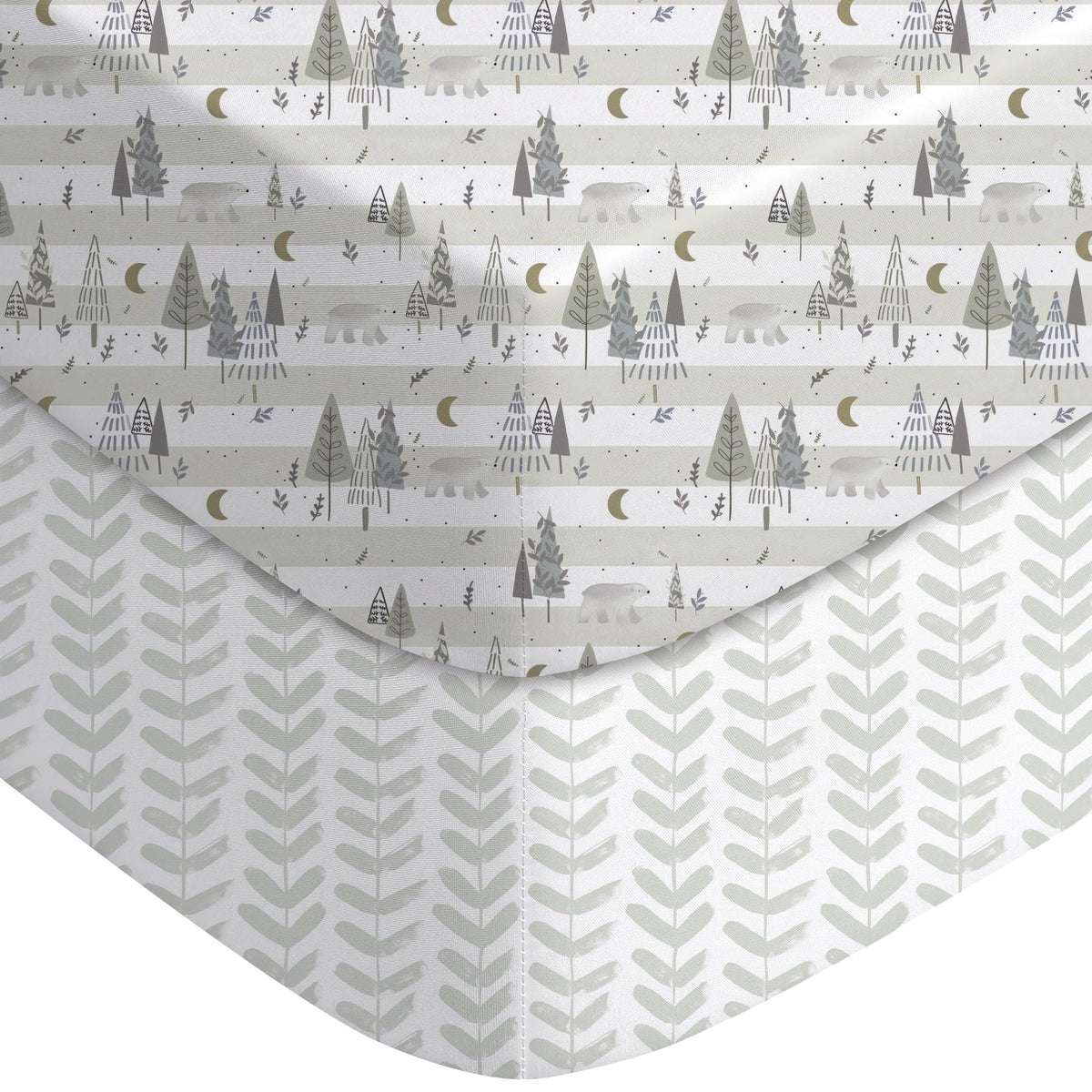 Yoofoss 2-Pack Fitted Crib Sheets for Baby Boys & Girls