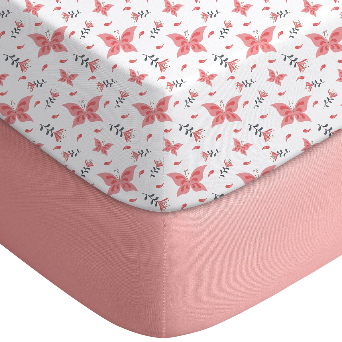 Yoofoss 2-Pack Fitted Crib Sheets for Baby Boys & Girls