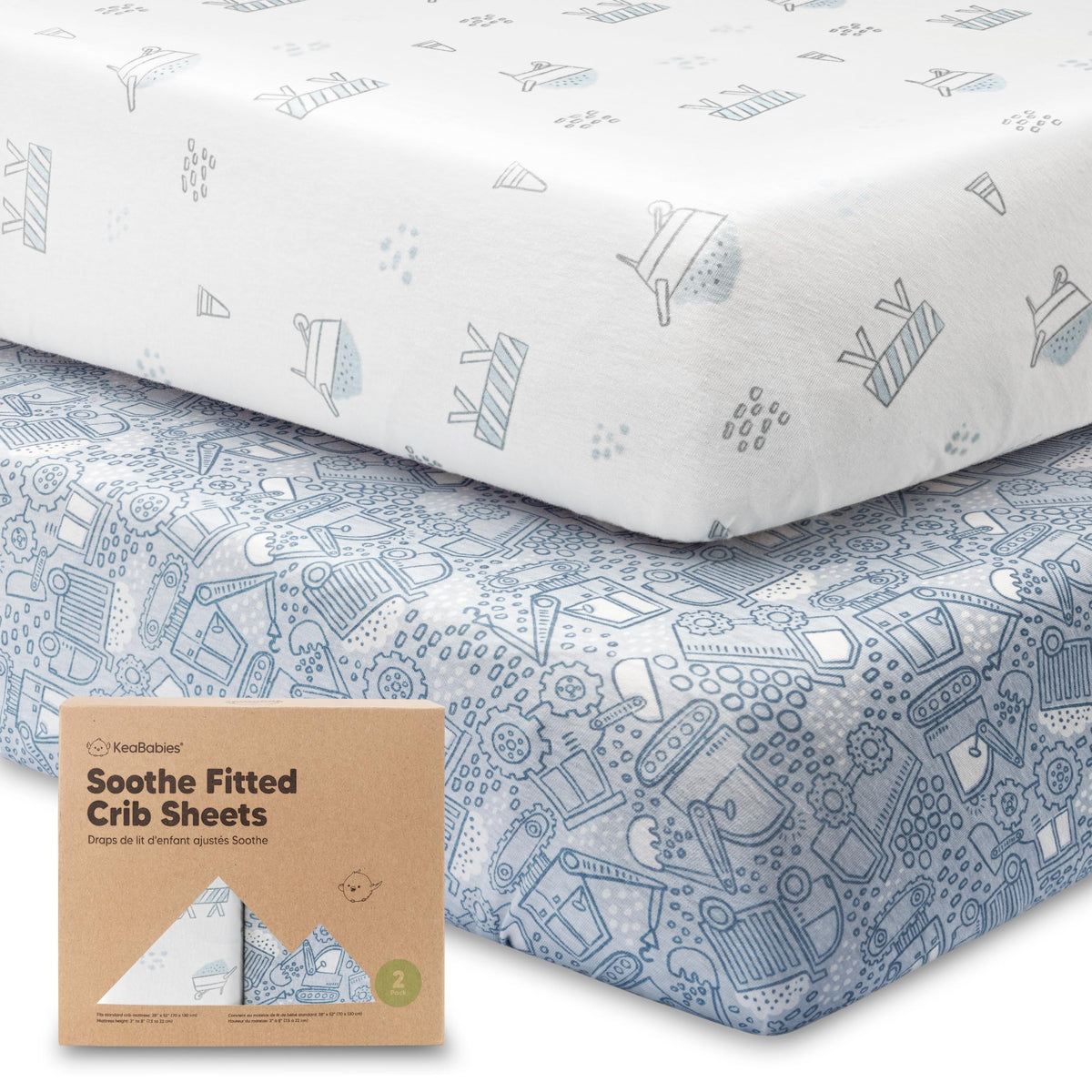 KeaBabies 2-Pack Organic Fitted Crib Sheets, 52 x 28 in