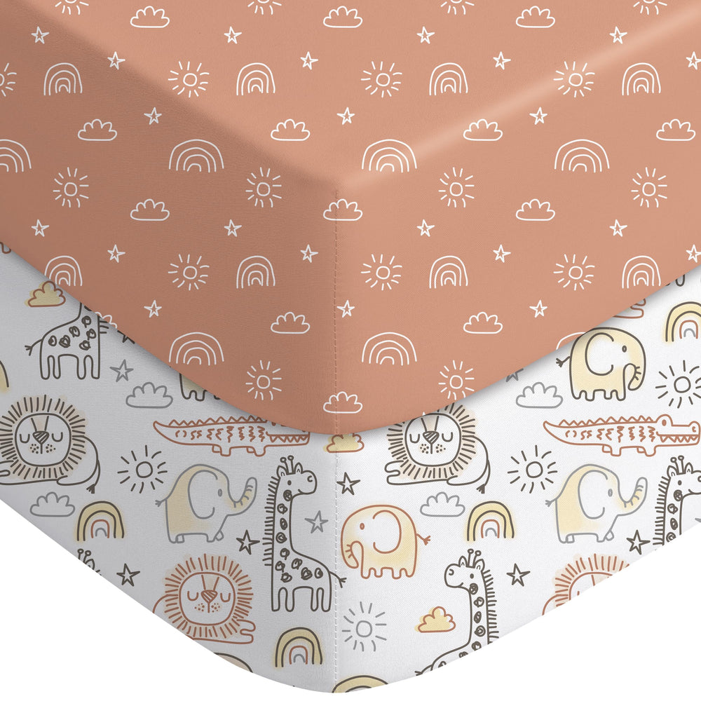 Yoofoss 2-Pack Fitted Crib Sheets for Baby Boys & Girls