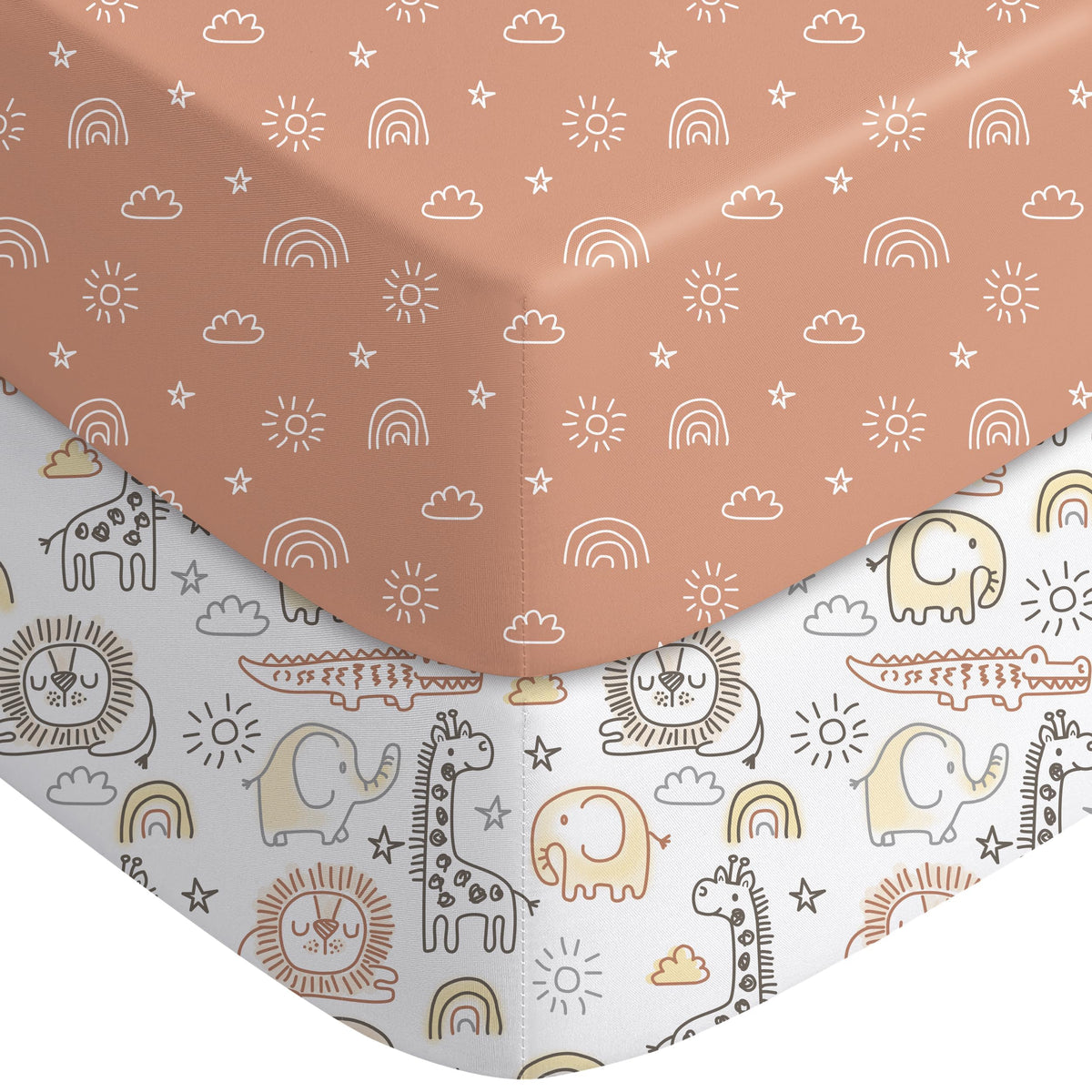 Yoofoss 2-Pack Fitted Crib Sheets for Baby Boys & Girls