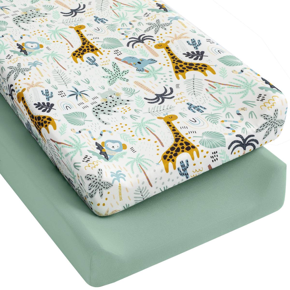 Yoofoss 2-Pack Fitted Crib Sheets for Baby Boys & Girls